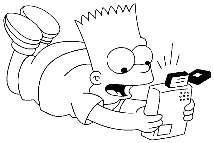 coloriage bart simpson joue a la console
